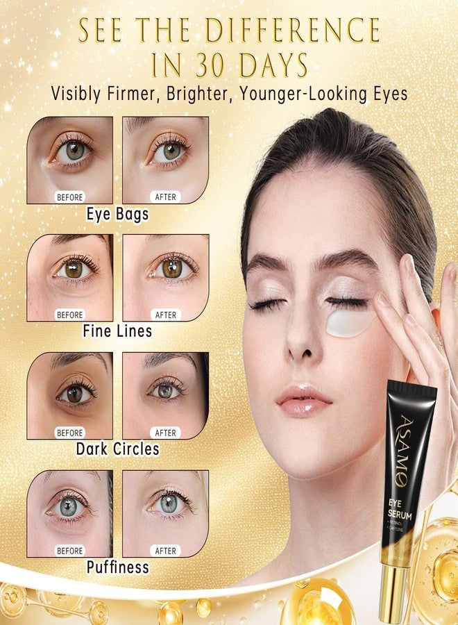 ASAMO Retinol&Caffeine eye serum, Fast Absorbing, Correction for Puffy Eye Bags Fine Lines Dark Circles Wrinkles, 48Hr Hydrating Under Eye Cream, 0.7fl.oz - Image 3